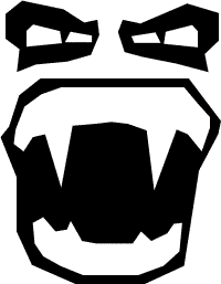 Clipart of a black and white, fanged demon who is ready to strike, Click here to get more Free Clipart at ClipartPal.com