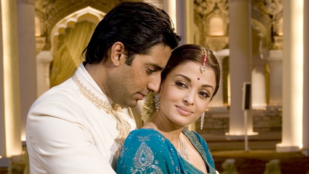 Abhishek Bachchan and Aishwariya Rai in the 2007 film Guru.