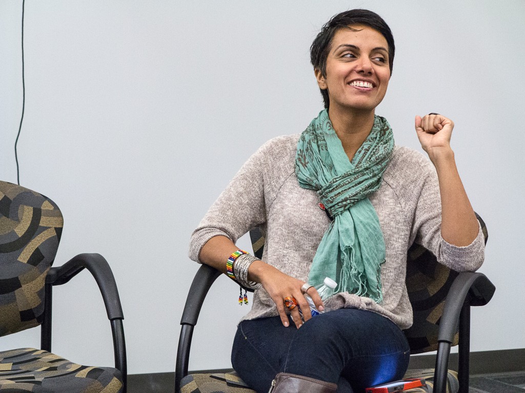 Actor. writer, and educator Fawzia Mirza discusses queer issues in South Asian literature [photo by Preston Merchant]