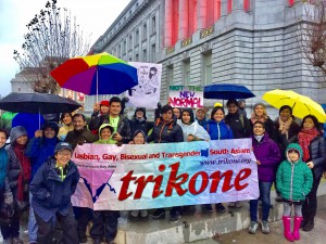 Trikone banner at Women's March